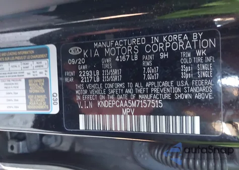 2021 Kia Seltos Lx из США, поврежденный, VIN KNDEPCAA5M7157515